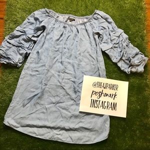 Off shoulder mini dress crinkle  M  $15 NOW-Sun